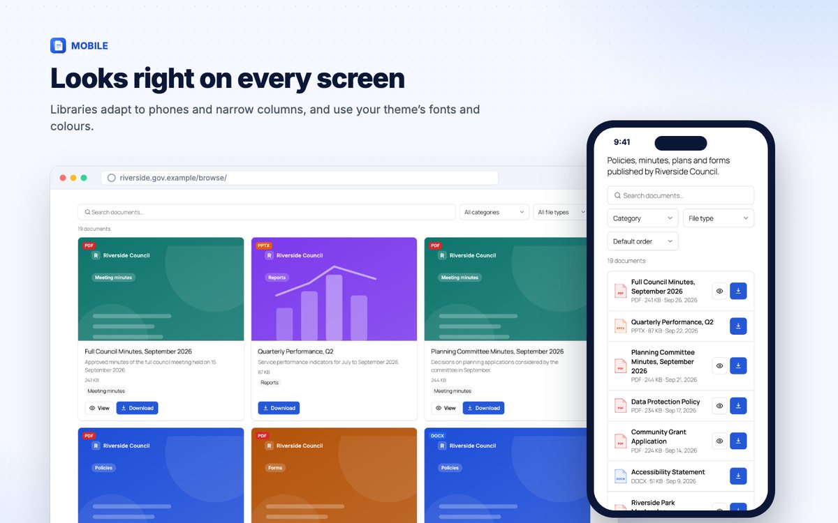 Document library on a phone